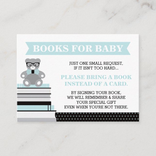 Bring A Book Card, Little Man, Teddy Bear Enclosure Card (Front)