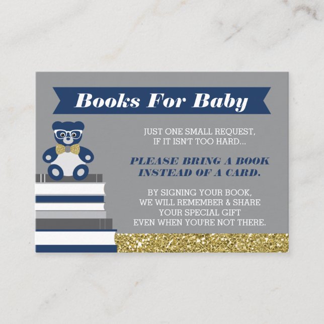 Bring A Book Card, Little Man, Teddy Bear Enclosure Card (Front)