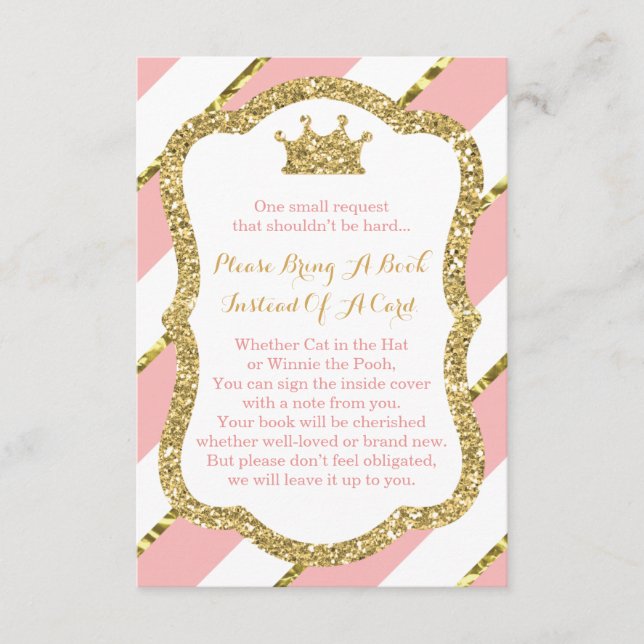 Bring A Book Card, Little Princess, Faux Glitter Enclosure Card (Front)