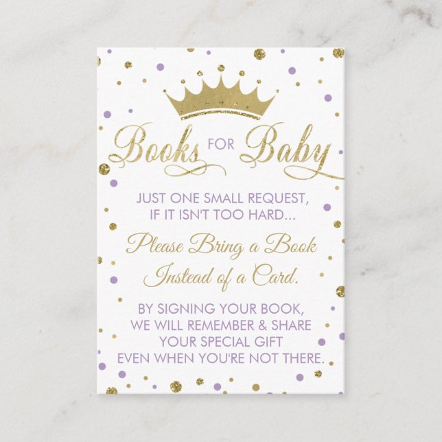 Bring A Book Card, Princess, Baby Shower Enclosure Card (Front)