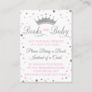 Bring A Book Card, Princess, Baby Shower Enclosure Card