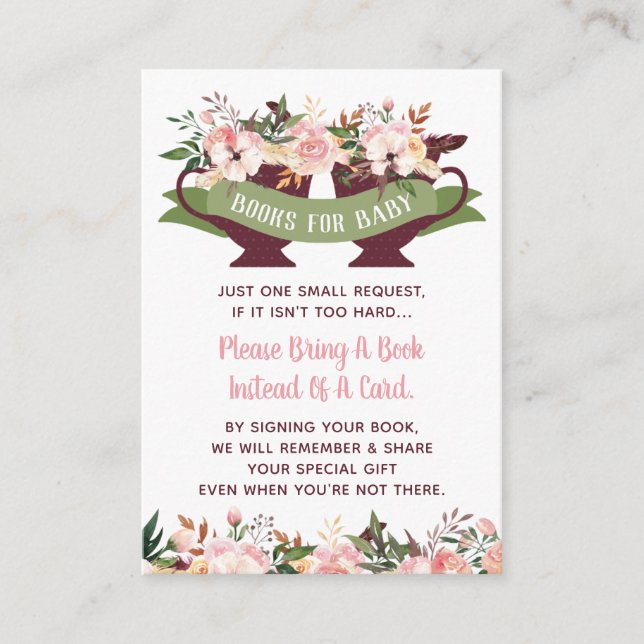 Bring A Book Card, Tea Party Baby Shower Enclosure Card (Front)