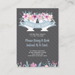 Bring A Book Card, Tea Party Baby Shower Enclosure Card