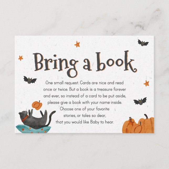 Bring a book card with cute Halloween theme (Front)