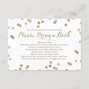 Bring a Book Faux Gold Confetti Modern Insert Card