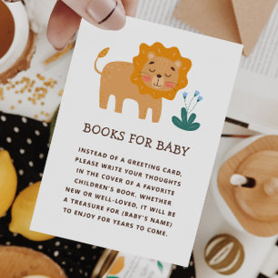 Bring a book for baby. Cute zoo safari lion animal Enclosure Card