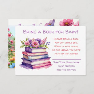 Bring a Book for Baby   Girl's Baby Shower  Enclosure Card