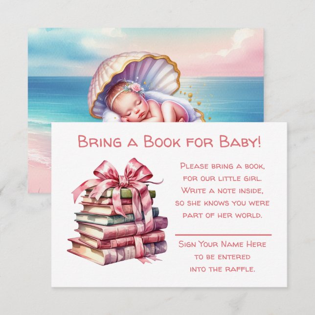 Bring a Book for Baby | Girl's Baby Shower  Enclosure Card (Front/Back)