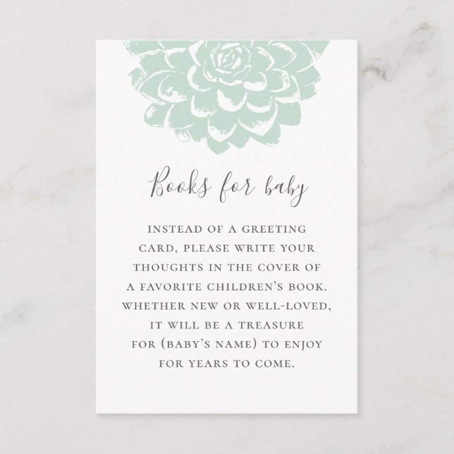 Bring a book for baby. Mint succulent request Enclosure Card (Front)