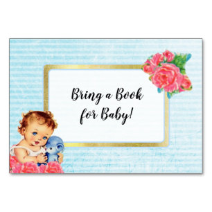 Bring a Book for Baby Vintage Girl and Roses Card