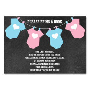 Bring a Book Gender Reveal Chalkboard Baby Shower Table Number