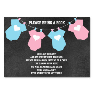 Bring a Book Gender Reveal Chalkboard Baby Shower Table Number