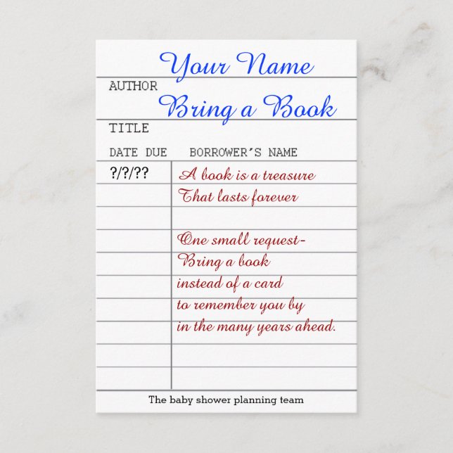 Bring a book insert (Front)