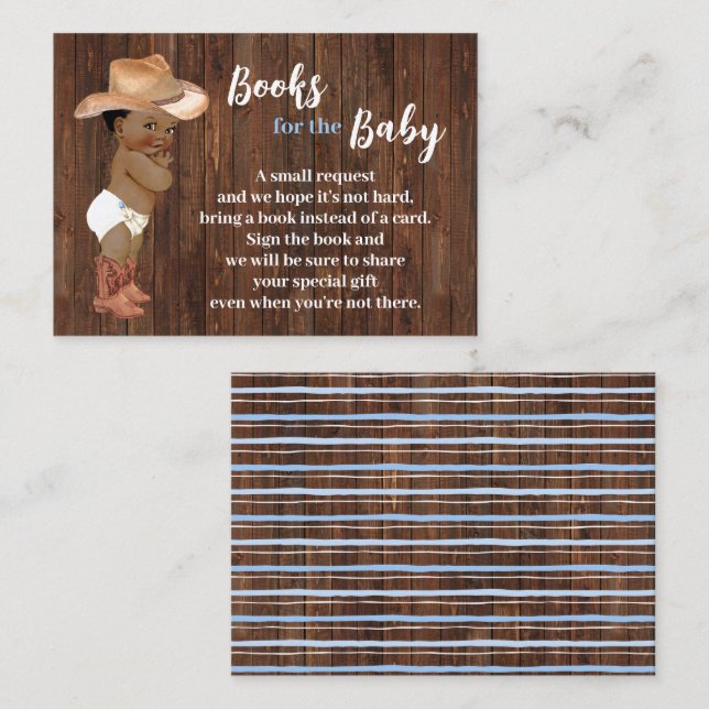 Bring a Book Little AA Cowboy Baby Shower Place Card (Front/Back)