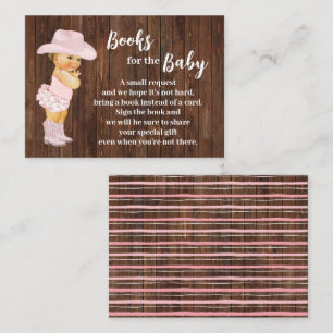 Bring a Book Pink Cowgirl Baby Shower Insert Card