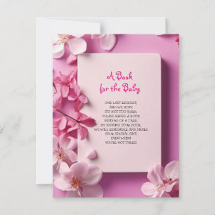 BRING A BOOK Pink Orchids Fuchsia Baby Shower Card