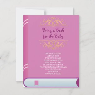 BRING A BOOK Pink Purple Cover Baby Shower Card