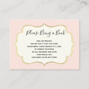 Bring a Book - Pink White Girl Baby Shower Cards