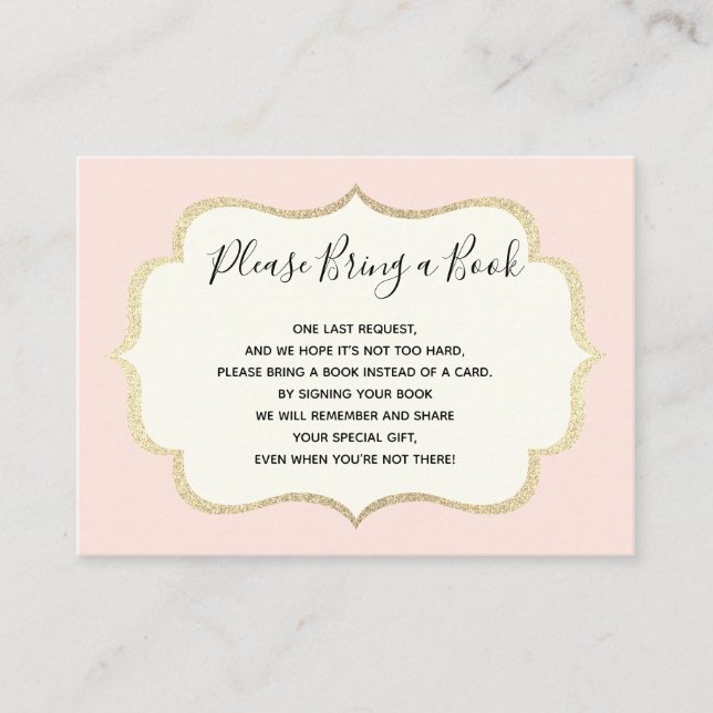 Bring a Book - Pink White Girl Baby Shower Cards (Front)