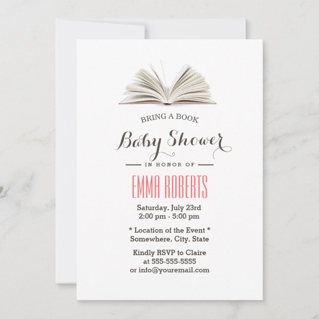 Bring a Book Request Baby Shower Invitation (Front)