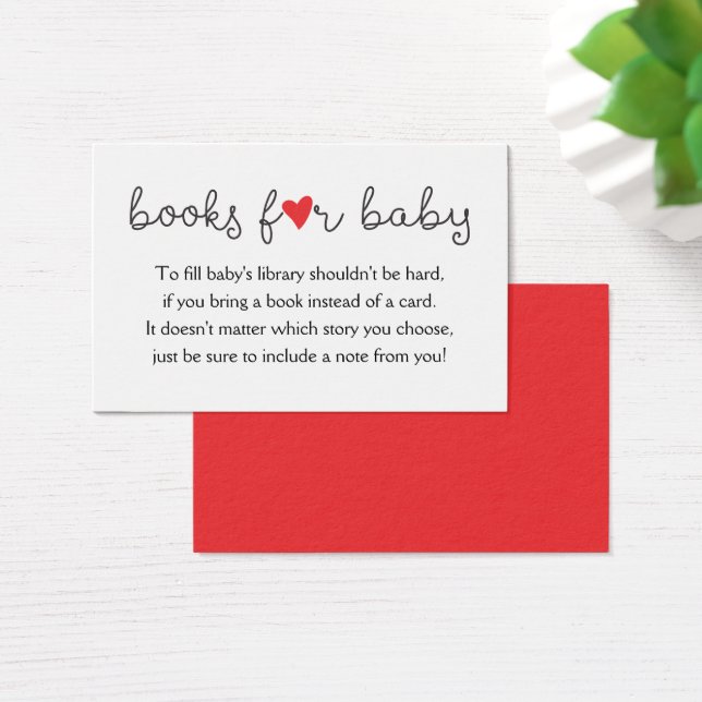 Bring a Book Request Card Baby Shower Red Heart (Desk)