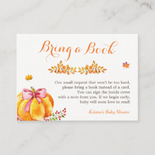 Bring A Book Request Fall Pumpkin Girl Baby Shower Enclosure Card