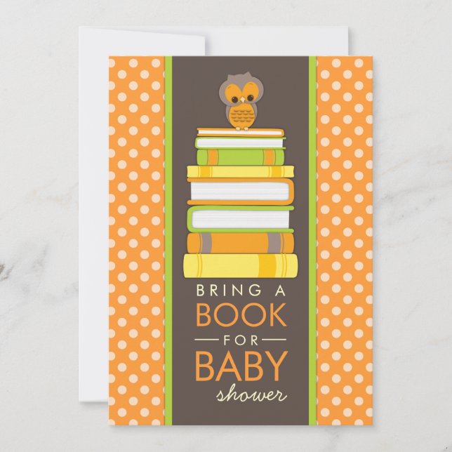 Bring A Book Sweet Owl Baby Shower Invitation (Front)