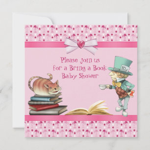 Bring a Book Wonderland Flamingos Baby Shower Invitation