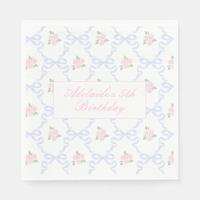Bring a Doll Birthday Preppy Grandmillennial Napkin (Front)