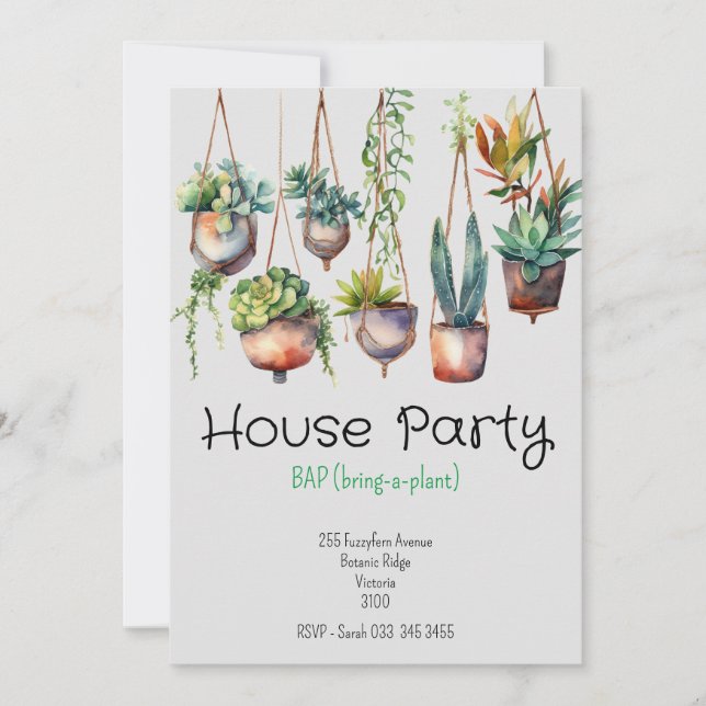 Bring a Plant House Party Invitation (Front)