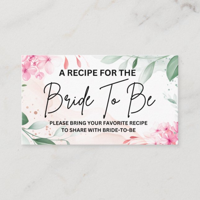 Bring a Recipe for the Bride Bridal Shower Enclosure Card (Front)