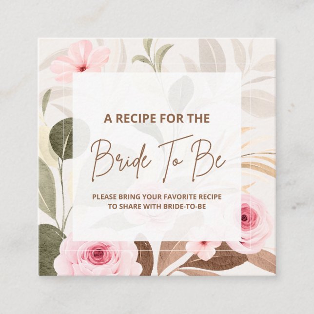 Bring a Recipe for the Bride to be Bridal Shower Enclosure Card (Front)