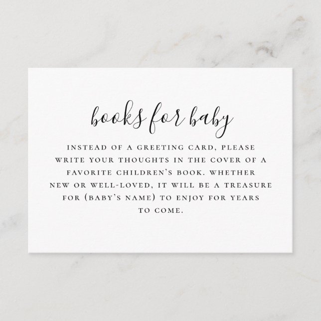 Bring book for baby request. Black and white Enclo Enclosure Card (Front)