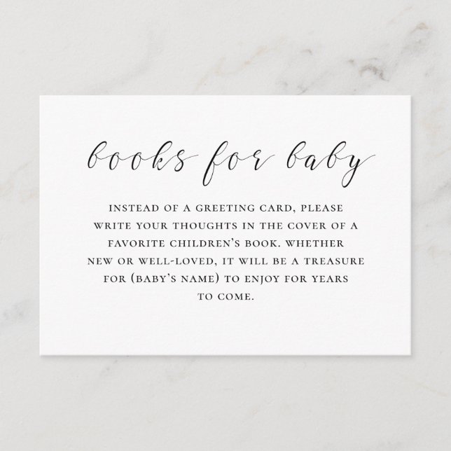 Bring book for baby request. Black and white Enclosure Card (Front)