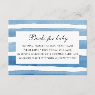 Bring book for baby request. Blue nautical stripes Enclosure Card