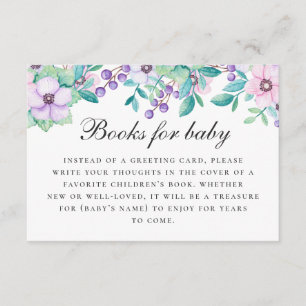 Bring book for baby request. Purple pink floral Enclosure Card