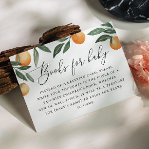 Bring book for baby request. Watercolor citrus Enclosure Card