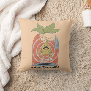 "Bring Earmuffs!" Screaming Mandrake Graphic Cushion