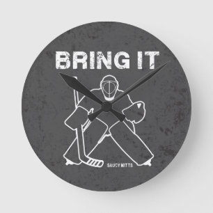Bring It Hockey Goalie Round Clock