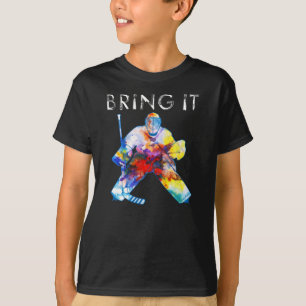 Bring It Hockey Goalie Watercolor Dark T-Shirt