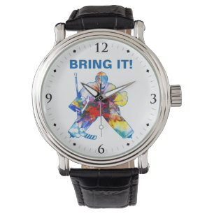 Bring It Hockey Goalie Watercolor Watch