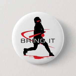Bring it Red Batter Softball 6 Cm Round Badge