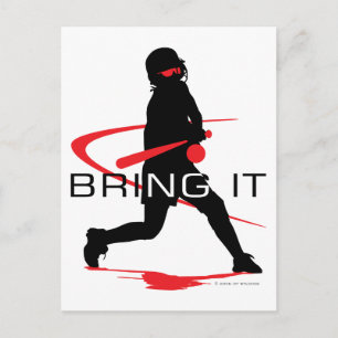 Bring it Red Batter Softball Postcard