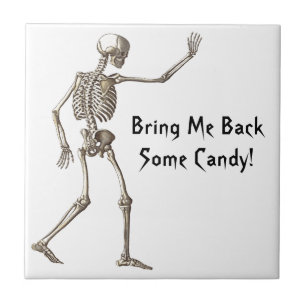 Bring Me Back Some Candy Skeleton Halloween Tile