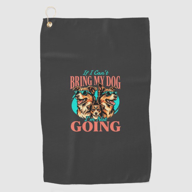 Bring My Dog Retro Dog Lover Golf Towel (Front)