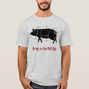 Bring on the Bacon  Funny Pig Butcher Chart T-Shirt