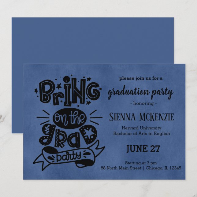 Bring on the grad party - Blue Invitation (Front/Back)