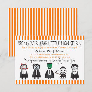 Bring over your monsters - 3x5 Birthday Invitation