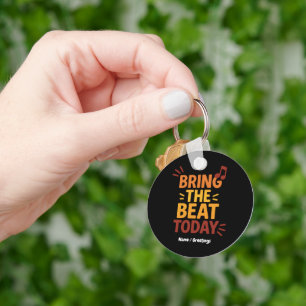 Bring the Beat Today Colourful Retro Music Key Ring