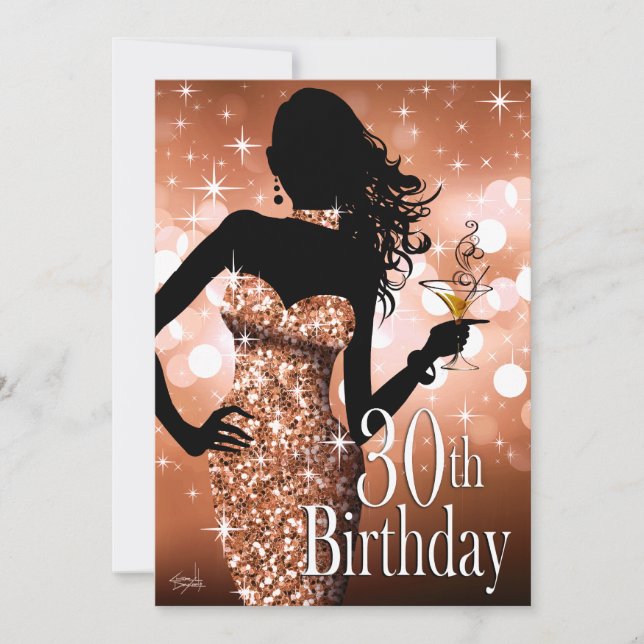 Bring the Bling Sparkle 30th Birthday | bronze Invitation (Front)
